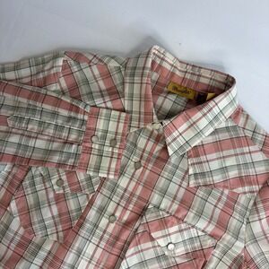 Wrangler Womens Pink Plaid Western Pearl Snap Long Sleeve Shirt Small